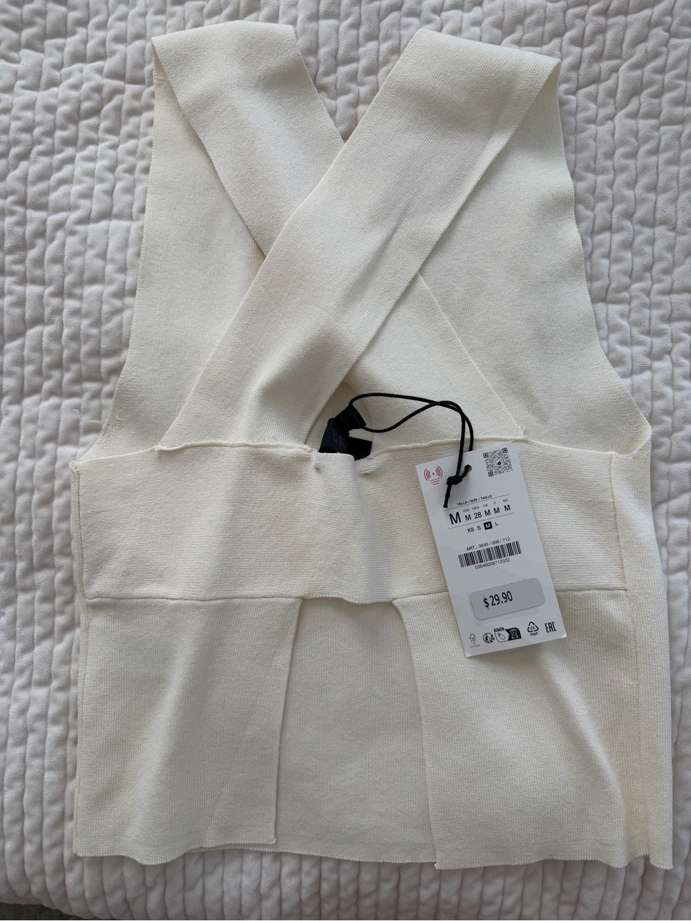 Zara Cream Ribbed Tank Top - Picture 2 of 3